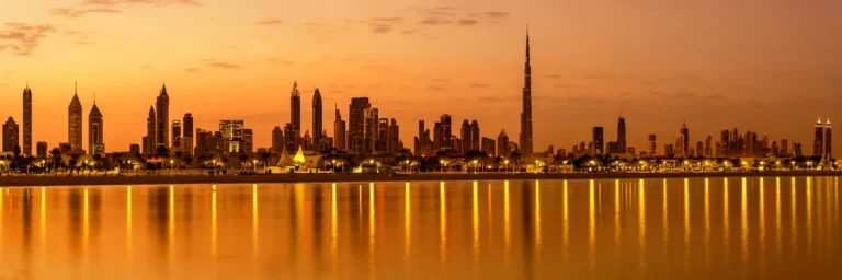 panoramic view at sunset in dubai