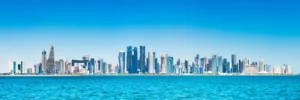panoramic view of doha city from sea